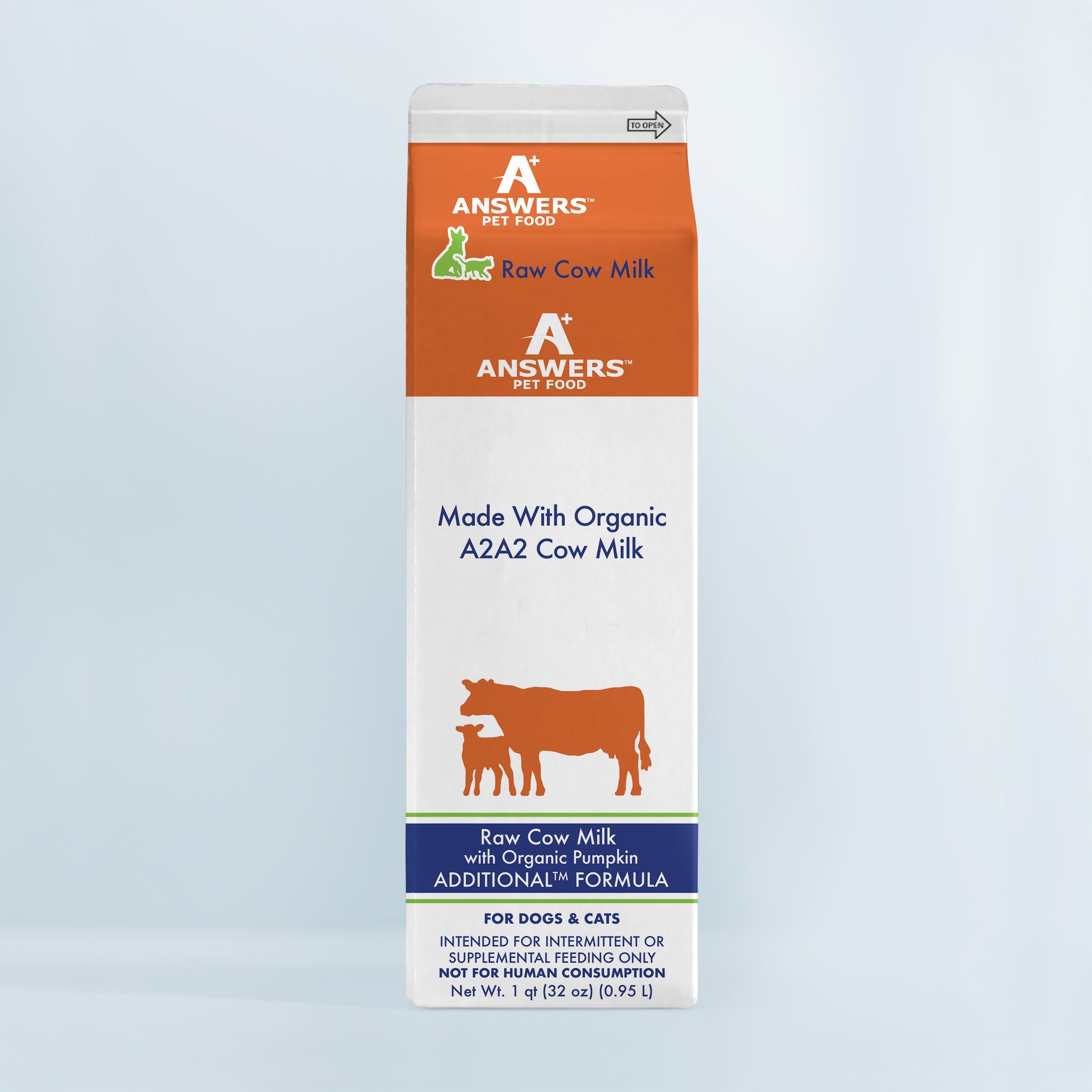 Raw Cow Milk with Pumpkin for Dogs and Cats